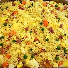 Arroz com ovos e presunto
